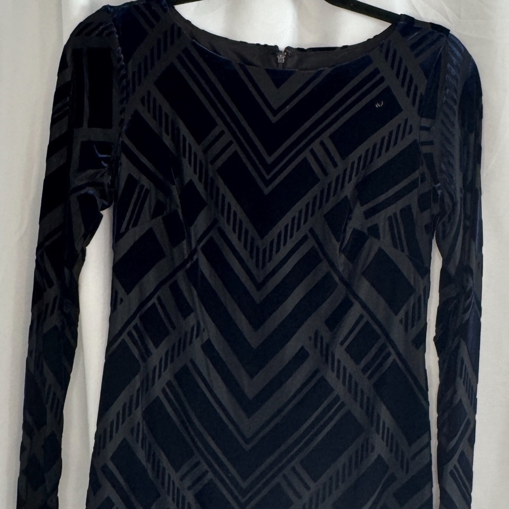 Vince Camuto Black and Blue Striped Midi Dress